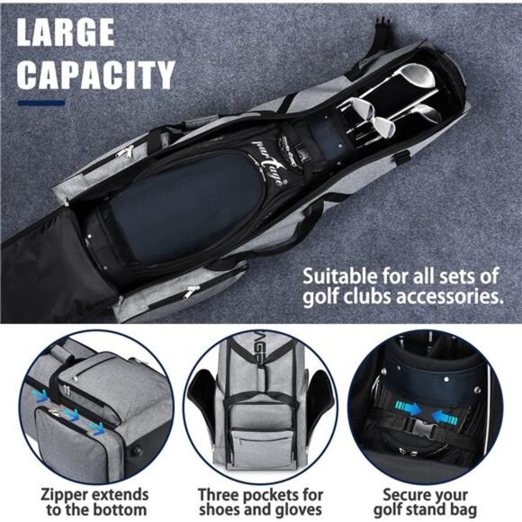 Partage Golf Travel Bag with Wheels,Golf Travel Case for Airlines -Black - Picture 3 of 7